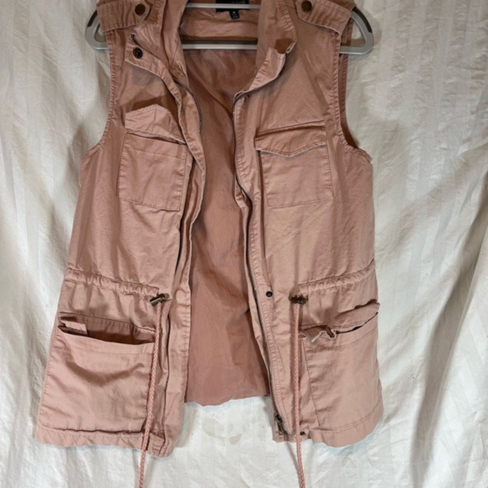New Look Womens Dusty Rose Utility Vest Military‎ Cargo Jacket Pink Size M